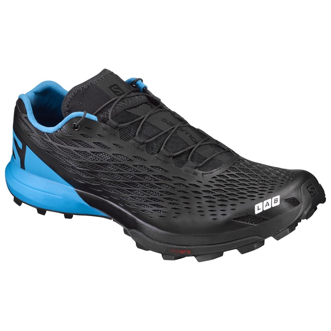 Salomon Singapore Mens Trail Running Shoes - S/LAB XA AMPHIB Black/Blue | 46728-MDIE